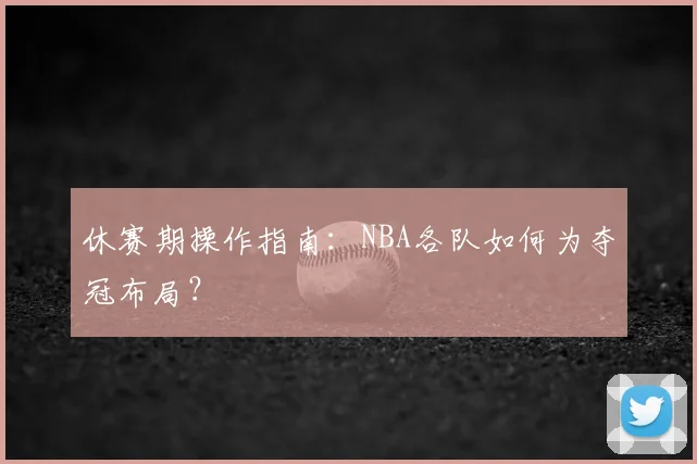 休赛期操作指南：NBA各队如何为夺冠布局？